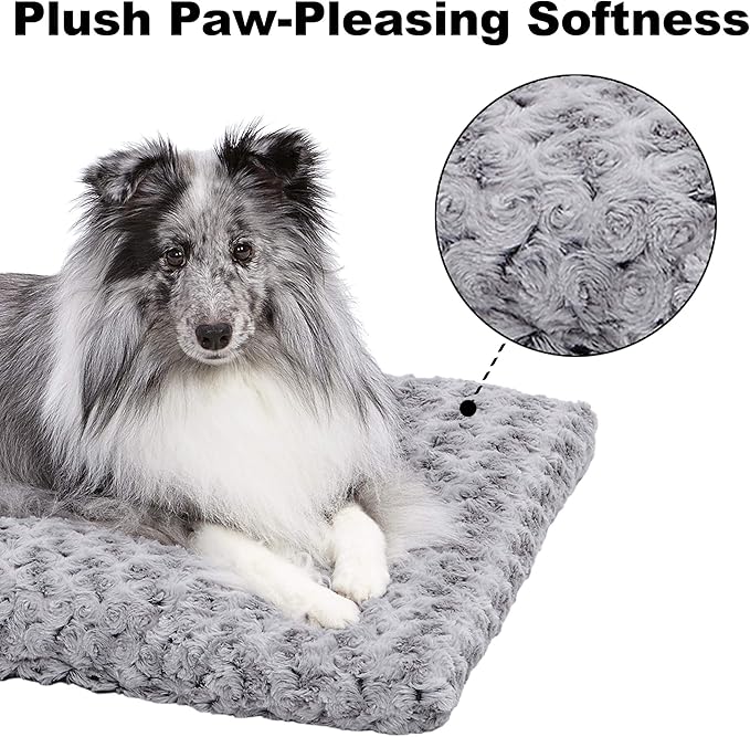 MidWest Homes for Pets XL QuietTime Deluxe Gray Ombré Swirl Plush Pet Bed, Machine Washable, Non-Skid Bottom, Soft Crate Mat for 48-inch Crates