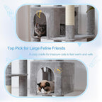 Hey-brother Tall Cat Tree Tower, Heavy Duty Scratching Posts with Large Platforms, Cozy Condos, Big Hammock, Toy Balls, Multi-Level Furniture for Indoor Adult Cats, 80.7 Inches, Light Gray MPJ039W