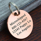 Ultra Joys Stainless Steel Pet ID Tag Dog Name Tags Personalized Front and Back Engraving, Customized Dog Tags and Cat Tags, Optional Engraved on Both Sides, Round Tag Vine Design, Rose Small