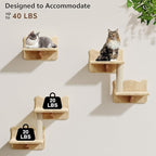Cat Wall Shelves, Wall Mounted Cat Shelf Furniture with Plush Fabric (9 Piece Set), Cats Furniture with Condos, House, Steps, Bridge Ladder, Scratching Post, Beige