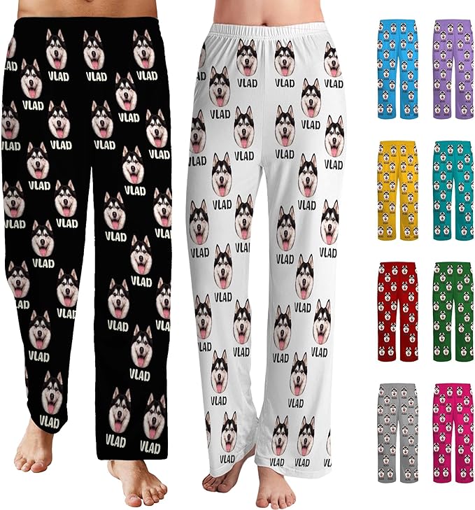 Personalized Face Pajama Pants for Men Women Custom Photo Printed Pajamas Bottoms Trousers Gift for Christmas Birthday