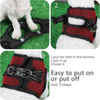 Dog Harness for Medium Dogs Chihuahua Harness Tiny Dog Harness for Cats Dogs Adjustable Reflective Pet Harness Small Cat Harness (Red, Medium)