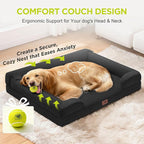 Extra Large Dog Bed, Orthopedic XL Washable Bed for Big Dog Waterproof Pet Couch Sofa Bolster with Removable Cover, Non-Slip Bottom, Tennis Ball Toy, 42x30