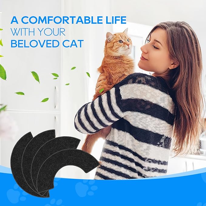 8-Pack Carbon Filters Compatible with Litter-Robot 4, Litter Box Filters Replacement Accessories, Activated Carbon Eliminate Odor, Controls Moisture on Pet's Body and Keep Home Fresh