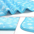 NACOCO Summer Pet Cooling Mat - Cat Dog Cushion Pad Sleeping Cool Snowflake Comfortable Soft for Pets Kids and Adults (Blue Snowflake, M)
