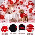 2 Pack Valentines Dog Sweater, Knit Pet Small Dog Sweater Holiday Valentine’s Day Outfit Clothes for Small Medium Large Dogs Pets (Red & Black, Small)