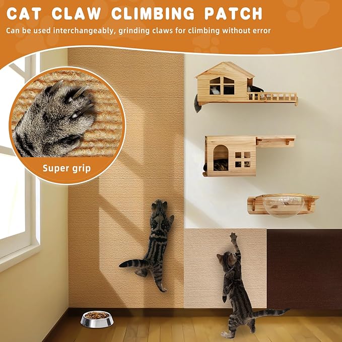 2pack Cat Scratch Couch Furniture and Wall Protector | Adhesive Cat Scratch Pad for Covering Cat Tower, DIY Climbing Cat Scratcher Couch Protector from Cat Claws Scratching (Khaki)