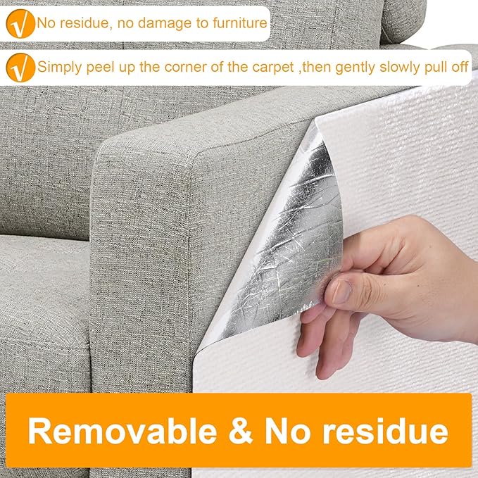 Large Self-Adhesive Cat Scratching Mat, 118"x15.8" Furniture Protector, Trimmable DIY Wall Climbing Carpet, Couch Protector, Scratch Pad Replacement (Beige)
