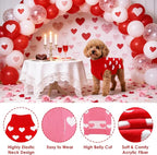 2 Pack Valentines Dog Sweater, Knit Pet Small Dog Sweater Holiday Valentine’s Day Outfit Clothes for Small Medium Large Dogs Pets (Red & Pink, Medium)