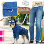 Dog Jean Jacket with D-Ring Blue Denim Coat Dogs Outfits for Small Dogs Cats Boy Male Girl Birthday Clothes Costume Letter Embroidery Dogggie Puppy Winter Warm Clothes(Birthday Baby,XS)