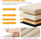 3-in-1 Cat Litter Box Enclosure with Odor Control, Multi-Functional Hidden Litter Box Furniture Bench, Dog Proof, Space-Saving Ottoman Cabinet with Flip-Up Lid, Storage Footrest, Beige