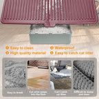 UPSKY Cat Litter Mat, Large Kitty Litter Trapping Mat Soft on Kitty Paws, Litter Box Mat Keep Floor Clean, 31" x 24" Waterproof and Washable Trapping Mats Catcher Pad for Scatter Control