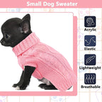 Dog Sweaters for Small Dogs Winter Dog Clothes Turtleneck Puppy Sweater Warm Pet Clothes Knitted Solid Cat Sweater Dogie Outfit XS~L(Light Pink,L)