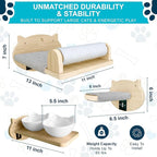 Big Cat Wall Shelves with 3 Steps, Wall Furniture for Large Cats, Feeding Shelf, Mounted Cat Bed, Easy Installation Modern and Durable Shelves for Cats.