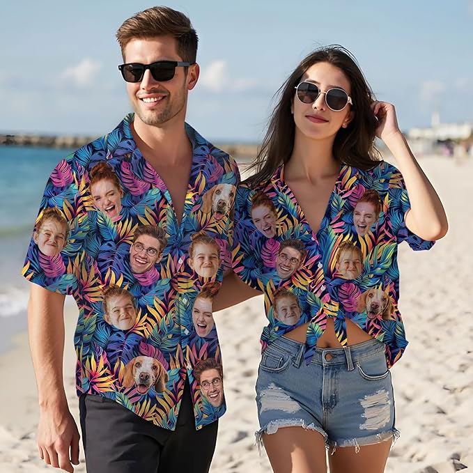 Custom Hawaiian Shirt with Face for Men Women Youth Kid, Personalized Hawaiian Shirts with Face Logo Photo Picture