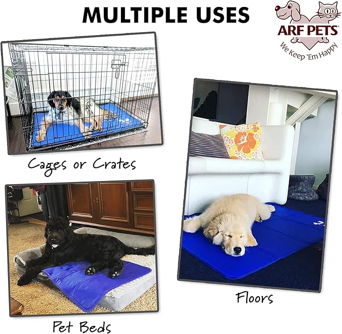 Arf Pets Dog Self Cooling Mat Pad for Kennels, Crates and Beds, Non-Toxic, Durable Solid Cooling Gel Material. No Refrigeration or Electricity Needed, Small 16" x 20"