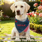 Custom Embroidered Dog Bandana Personalized with Name Adjustable Triangle Neckwear Scarf for Dogs and Cats Washable Polyester Pet Accessories Gift for Pet Lovers
