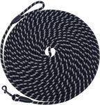 Long Dog Leash for Training 50Ft-Reflective Nylon Rope with Swivel Hook-Recall Agility Lead for Large Small Medium Dogs Outside Walking Hiking-Black