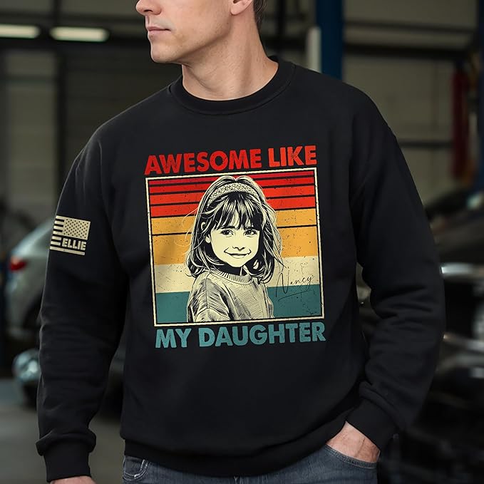 Customized Awesome Like My Daughter Shirts, Fathers Day Shirt with Kids Names, Funny Dad Shirts for Men