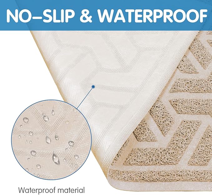 UPSKY Cat Litter Mat, Litter Trapping Mat Soft on Kitty Paws, Large Litter Box Mat 35" x 24" Scatter Control for Indoor Cats Waterproof and Extra Large Pretty Litters Carpet