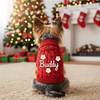 Personalized Dog Winter Sweater with Hand Embroidered Name Custom Pullover Winter Clothes for Dogs Cats Soft Pet Clothes for Small Medium Large Dog Christmas Birthday Gifts for Pet Lover