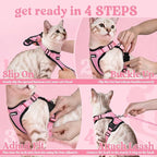 rabbitgoo Cat Harness and Leash for Walking, Escape Proof Soft Adjustable Vest Harnesses for Cats, Easy Control Breathable Reflective Strips Jacket, Pink, XXS