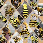 DENTRUN Sphynx Hairless Cats Costume Funny Bee Warm Winter Sweater Cute Pullover Kitten Shirts Breathable Cat Leisure Wear Turtleneck Vest Adorable Cat's Clothes Jacket Pajamas Jumpsuit, M