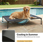 Veehoo Elevated Dog Bed with Waterproof Cushion Mat, Cooling Raised Dog Beds with Padded Top, Washable Outdoor Dog Bed, Orthopedic Pet Cot for Indoor &Outdoor, Extra Large Dog Bed 49" x 33", Dark Grey