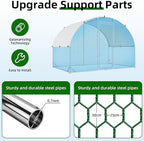 4ever2buy Large Metal Chicken Coop with Run Walk-in Poultry Cage Chicken Runs House Pen Cage Dome Roofed Chicken Coops with Anti-Ultraviolet Cover for Outdoor Yard Farm Use 9.5'W x 6.45'L x 6.3'H