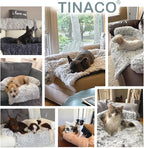 Calming Dogs/Cats Bed Mats, Dog Pad Washable Removable Couch Cover, Plush Long Fur Mat for Pets, Waterproof Lining, Perfect for Small, Medium and Large Dogs and Cats (Light Gray, 36"x31")