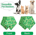 ARING PET St Patrick's Dog Bandana 2 Pack-Green Clovers Dog Bandanas, Reversible Shamrock&Beer Dogs Triangle Bibs Trefoil Pet Scarf for Dogs and Cats