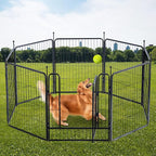 Dog Playpen,Portable Outdoor Dog Fence, Dog Playpen for Large/Medium/Small Dogs, Dog Fences for The Yard,with Doors Foldable Metal (32 inch, 08 Panels)