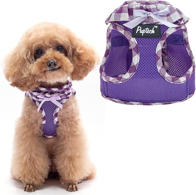 PUPTECK Dog Harness for Puppy and Small Sized Dogs, Step-in No Pull Soft Mesh Vest Harness for Cats Small Pets Walking, Purple, New XXS