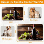Pet Feeding Mat,Red Wine Absorbent Dog Cat Food Mat Grape Wood Dog Mat with Rubber Backing,Non-Slip Water Bowl Placemat,Pet Supplies 12" x 20"