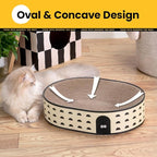 Oval Cat Scratcher Bed, 2-in-1 Cat Scratching Board, Natural Corrugated Cardboard Scratch Pad Lounge, Sealed Base Traps Debris,No Assembly Kitty Furniture,Stylish Colors Blends Any Home Decor
