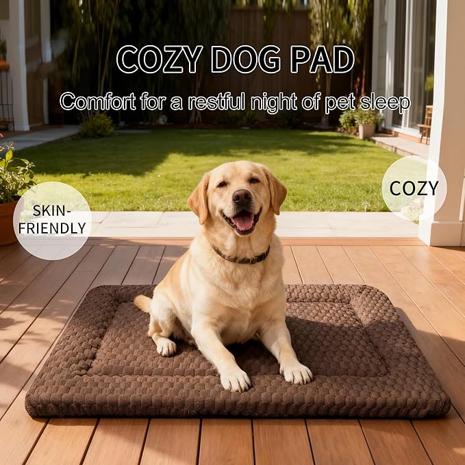 Dog Bed Mat - Dog Crate Pad - Reversible Mat for Pet Comfort - Soft Bed Crate Pads for All Seasons - Durable, Machine Washable Mat for Crates, Travel, and Home (Dark Brown, 35" L*23" W*1.5" Th)