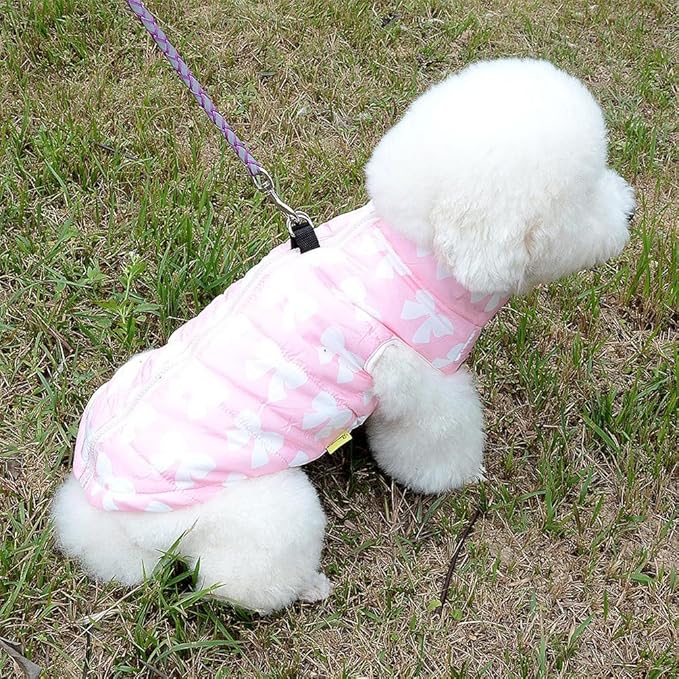 SMALLLEE_Lucky_Store New Various Pet Cat Dog Soft Padded Vest Harness Small Dog Clothes Pink Bow, Model: BFL049-Pink-L, L(Chest 17.7" Back 15.0")