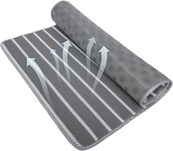 REEZEIVI Breathable Dog Crate mat with Anti-Slip Bottom,3D air mesh Pet Crate pad,Non-stuffy Dog Sleeping Bed,pet mat, Machine Washable Pet Mat for Sleeping (40X28, Sliver Grey Mat)