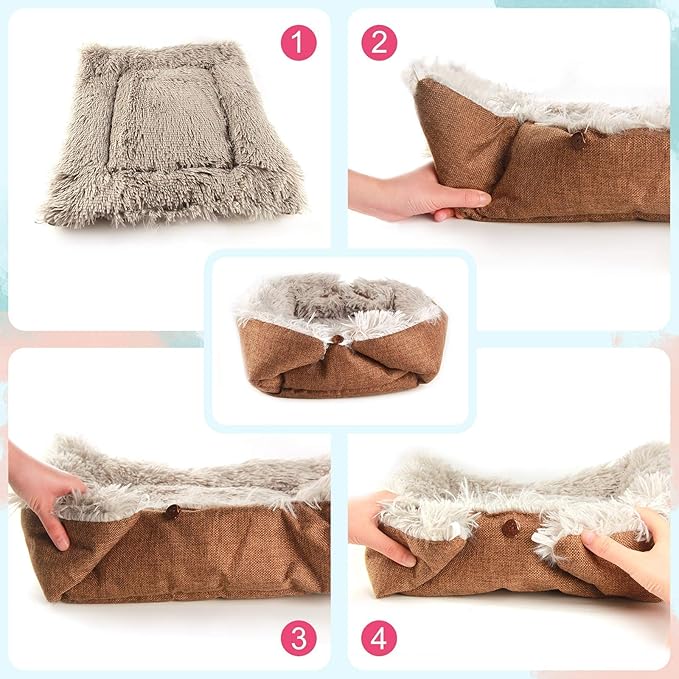 Self Warming Cat Bed, Foldable Self Heated Cat Mat Extra Warm Thermal Heating Pad 24 x 20 inch for Indoor Outdoor Cats, Non-Slip Bottom Washable Non Electric