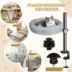 Cat Bed - with 360 Rotation & Adjustable Height - Soft & Comfortable - Indoor Cats Up to 40 lbs (Grey)