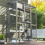 Cat Catio, Large Catio Outdoor Cat Enclosure, Window Enclosure with Waterproof Roof, Multi-Level Platforms, Cozy Sleeping Box & Fun Bridges, Spacious Outdoor Cage for Multiple Indoor Cats,100"