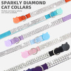 EXPAWLORER Soft Velvet Safe Cat Collars for Girl Cats - Rhinestones Bling Diamante Adjustable Collars Breakaway- Chirstmas Cat Clollar Gifts with Bells for Boy Cats Kitty and Small Dogs