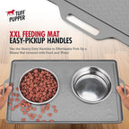 Tuff Pupper 18x12 Small Dog Feeding Mat for Food and Water | Dog Food Mats for Floors | Waterproof Dogs Water Bowl Mats | Dogs Placemats Pet Food-Mat | Silicone Feeding Mat for Cats and Cat Bowls