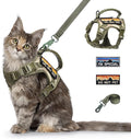 Tactical Cat Harness and Leash for Walking Esacpe Proof,Adjustable Soft Mesh Large Cat Vest with Rubber Handle Easy to Control,Molle Patches