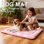 Dog Bed Mat – Soft & Comfortable Dog Kennel Pad for Crate – Durable Crate Bed & Mat for Dogs & Cats – Ideal for Crate, Kennel, and Home Use (Big&Little Stars Pink, M(30"*20"*1.5"))