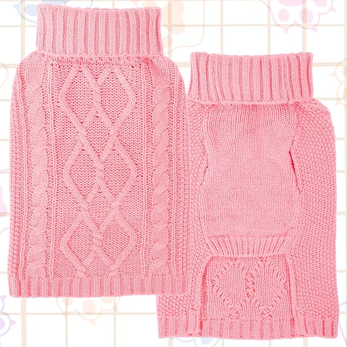 Dog Sweaters for Small Dogs Winter Dog Clothes Turtleneck Puppy Sweater Warm Pet Clothes Knitted Solid Cat Sweater Dogie Outfit XS~L(Light Pink,L)