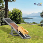 PawHut Wooden Dog Agility Seesaw for Training and Exercise, Platform Equipment Run Game Toy, Weather Resistant Pet Supplies, 71" L x 12" W x 12" H, Gray