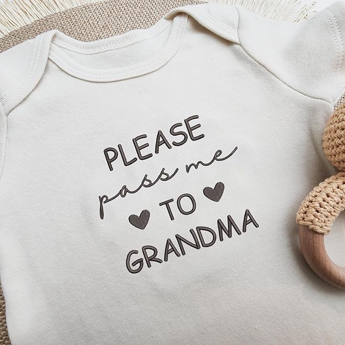 COUPLEHOODIES Personalized Baby Onesie Bodysuit – Custom Embroidery Gift for Pregnancy Reveal Baby Shower or First Grandchild