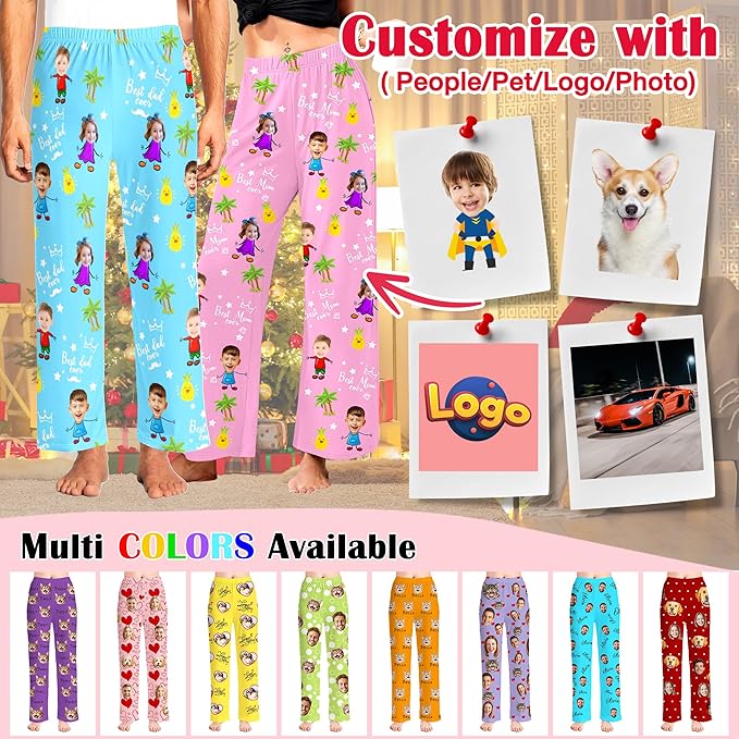 Custom Pajama Pants for Women Men, Personalized 67 Name Photo PJ Family Six Seven Matching Sleep Bottoms Birthday Xmas Gifts