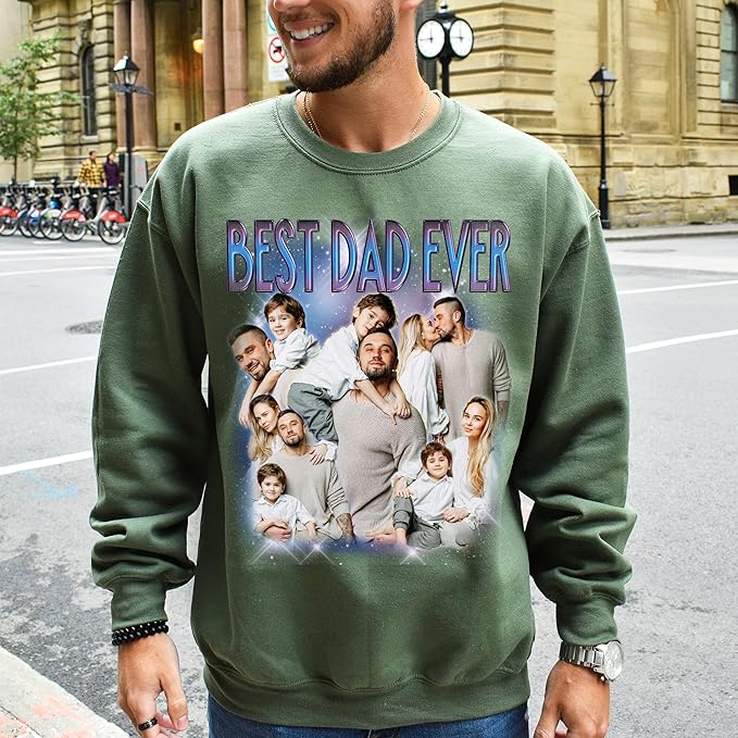 Custom Dad Shirt Personalized Picture T-Shirt for Men for New Dad Daddy Gift for Grandpa